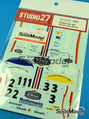Studio27: Marking / livery 1/24 scale - Porsche 956 sponsored by Rothmans #1, 2, 3 - Jacques Bernard 'Jacky' Ickx (BE) + Derek Bell (GB), Hurley Haywood (US) + Alvah Robert 'Al' Holbert (US), Jochen Mass (DE) + Vern Schuppan (AU) - 24 Hours Le Mans 1983 - water slide decals and assembly instructions - for Tamiya references TAM24047, 2447, TAM24232, TAM24309 and TAM24314 image