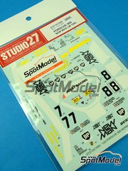 Studio27: Marking / livery 1/20 scale - Porsche 956 sponsored by New Man #7, 8 - Paul Belmondo (FR) + Mauricio de Narv&aacute;ez (CO) + Kenper Miller (US), Klaus Ludwig (DE) + Paolo Barilla (IT) + Louis 'John Winter' Krages (DE) - 24 Hours Le Mans 1985 - water slide decals and assembly instructions - for Tamiya references TAM24309 and TAM24314 image