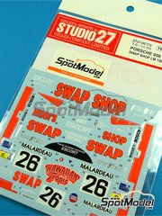 Studio27: Marking / livery 1/20 scale - Porsche 956 sponsored by Swap Shop #26 - Preston Henn (US) + Jean Rondeau (FR) + John Paul Junior (US) - 24 Hours Le Mans 1984 - water slide decals and assembly instructions - for Tamiya references TAM24309 and TAM24314 image