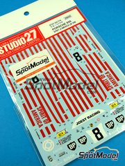 Studio27: Marking / livery 1/24 scale - Porsche 956 sponsored by Spirit of America #8 - George Follmer (US) + John Morton (US) + Kenper Miller (US) - 24 Hours Le Mans 1986 - water slide decals and assembly instructions - for Tamiya references TAM24309 and TAM24314 image