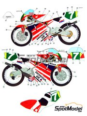 Studio27: Marking / livery 1/12 scale - Honda NSR250 #7 - Masahiro Shimizu (JP) - Motorcycle World Championship 1991 - water slide decals and assembly instructions - for Tamiya references TAM14059, TAM14061 and TAM14110