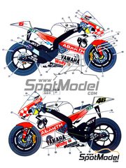 Studio27: Decals 1/12 scale - Yamaha YZR-M1 sponsored by Abarth #5, 46 - Colin Edwards (US), Valentino Rossi (IT) - Australian Moto GP Grand Prix 2007 - for Tamiya references TAM14117 and TAM14119