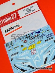 Studio27: Marking / livery 1/12 scale - Yamaha YZR-M1 #5, 46 - Colin Edwards (US), Valentino Rossi (IT) - IRTA Test 2007 - water slide decals and assembly instructions - for Tamiya references TAM14117 and TAM14119