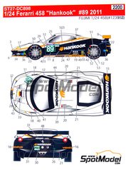 Studio27: Marking / livery 1/24 scale - Ferrari 458 sponsored by Hankook #89 - Leh Keen (US) + Allan Simonsen (DK) + Dominik Farnbacher (DE) - 24 Hours Le Mans 2011 - for Fujimi references FJ123912 and FR-16