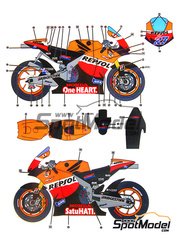 Studio27: Decals 1/12 scale - Honda RC212V Honda Team sponsored by Repsol #4, 7, 26, 27 - Andrea Dovizioso (IT), Hiroshi Aoyama (JP), Daniel 'Dani' Pedrosa (ES), Casey Stoner (AU) - Moto GP World Championship 2011 - water slide decals and assembly instructions - for Tamiya kit