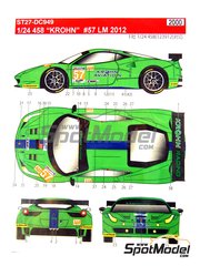 Studio27: Marking / livery 1/24 scale - Ferrari 458 Krohn Racing Team sponsored by Krohn Aviation #57 - Tracy Krohn (US) + Niclas 'Nic' Jnsson (SE) + Michele Rugolo (IT) - 24 Hours Le Mans 2012 - water slide decals and assembly instructions - for Fujimi references FJ12382, FJ123820, RS-81, FJ123912, FR-16 and FJ123950, or Revell references REV07141 and 7141