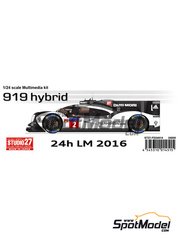 Studio27: Car scale model kit 1/24 scale - Porsche 919 Hybrid #1, 2 - 24 Hours Le Mans 2016 - photo-etched parts, resin parts, rubber parts, turned metal parts, vacuum formed parts, water slide decals, white metal parts and assembly instructions