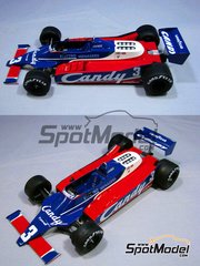 Studio27: Car scale model kit 1/20 scale - Tyrrell 010 Tyrrell Racing Team sponsored by Candy #3 - Jean-Pierre Jarier (FR) - Formula 1 World Championship 1980 - photo-etched parts, resin parts, rubber parts, water slide decals, white metal parts, assembly instructions and painting instructions