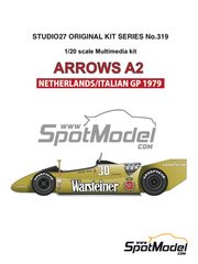 Studio27: Car scale model kit 1/20 scale - Arrows Ford A2 Arrows Grand Prix International Team sponsored by Warsteiner #29, 30 - Riccardo Patrese (IT), Jochen Mass (DE) - Dutch Formula 1 Grand Prix, Italian Formula 1 Grand Prix 1979 - multimaterial kit image