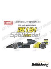 Studio27: Car scale model kit 1/20 scale - Minardi M191 sponsored by SCM Group #23, 24 - Pierluigi Martini (IT), Gianni Morbidelli (IT) - FIA Formula 1 World Championship 1991 - photo-etched parts, resin parts, rubber parts, seatbelt fabric, turned metal parts, water slide decals, white metal parts, assembly instructions and painting instructions