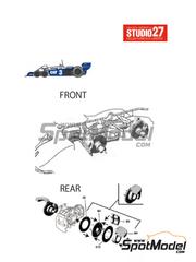Studio27: Brakes 1/20 scale - Tyrrell Ford P34 1977 - water slide decals, white metal parts and assembly instructions - for Tamiya references TAM20053 and TAM21090