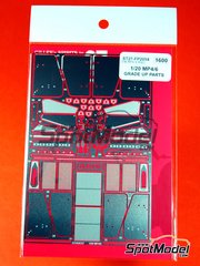 Studio27: Detail up set 1/20 scale - McLaren Honda MP4/6 McLaren Racing Limited Team sponsored by Marlboro #1, 2 - Ayrton Senna da Silva (BR), Gerhard Berger (AT) - FIA Formula 1 World Championship 1991 - photo-etched parts and placement instructions - for Fujimi references FJ09044, GP10, 090443, FJ090443, FJ090443, 09044, GP10, FJ09044, FJ090818, 09081, GP-38, FJ091693, GP-53 and FJ09173 image