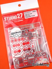 Studio27: Detail up set 1/24 scale - Toyota Celica Turbo 4WD ST185 - photo-etched parts, seatbelt fabric, white metal parts and assembly instructions - for Hasegawa references 20291, 20309, 20358, hsg20358, 20578, 20594, 20673 and 20807