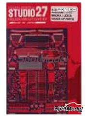 Studio27: Detail up set 1/24 scale - Lamborghini Miura and Lamborghini Jota - photo-etched parts and placement instructions - for Hasegawa references 20278, 20319, 20423, 20439, hsg20439, 20472, 20652, 21213, HC-13, HC13, HSG21213, HAHC13, 21214, HC-14, HAHC13, 21213 and HC-13