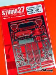 Studio27: Detail up set 1/24 scale - Lamborghini Miura and Jota - photo-etched parts and assembly instructions - for Hasegawa references 20278, 20319, 20423, 20439, hsg20439, 20472, 20652, 21213, HC-13, HC13, HSG21213, HAHC13, 21214, HC-14, HAHC13, 21213 and HC-13 image