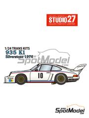 Studio27: Decoracin escala 1/24 - Porsche 935 K1 Equipo Kremer Racing N 3, 5, 10 - Robert 'Bob' Wollek (FR) + Hans Heyer (DE) - 6 Horas de Silverstone, 6 Horas de Vallelunga, 6 Horas de Mugello 1976 - fotograbados, piezas de resina, piezas de goma, tela de cinturones, piezas vacuformadas, calcas de agua, piezas de metal blanco, otros materiales y manual de instrucciones - para las referencias de Tamiya TAM24328 y TAM24334