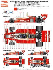 Studio27: Car scale model kit 1/20 scale - Wolf Cosworth WR3 Theodore Racing Team sponsored by Kern Hemden & Blusen #32 - Keijo Erik 'Keke' Rosberg (FI) - German Formula 1 Grand Prix, Austrian Formula 1 Grand Prix, Dutch Formula 1 Grand Prix 1978 - photo-etched parts, plastic parts, rubber parts, water slide decals, white metal parts and assembly instructions
