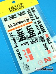 Tabu Design: Marking / livery 1/12 scale - McLaren Honda MP4/6 McLaren Racing Limited Team sponsored by Marlboro #1, 2 - Ayrton Senna da Silva (BR), Gerhard Berger (AT) - FIA Formula 1 World Championship 1991 - water slide decals and assembly instructions - for Tamiya references TAM12028, TAM49571 and TAM89721