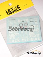 Tabu Design: Marking / livery 1/12 scale - Suzuki RGV-G XR-79 sponsored by Lucky Strike 1993 - water slide decals and tobacco sponsor decals