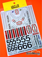 Tabu Design: Marking / livery 1/12 scale - McLaren Ford M23 McLaren Racing Limited Team sponsored by Texaco Marlboro #5, 6 - Denis Clive 'Denny' Hulme (NZ), Emerson Fittipaldi (BR) - FIA Formula 1 World Championship 1974 - water slide decals, assembly instructions and tobacco sponsor decals - for Tamiya references TAM12016, BS1216, TAM12045 and No.45