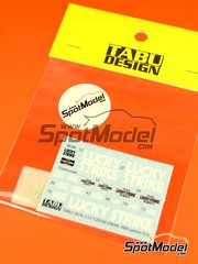 Tabu Design: Marking / livery 1/12 scale - Yamaha YZR500 0WA8 Roberts Team sponsored by Lucky Strike - Wayne Rainey (US), Kevin Magee (AU) - Motorcycle World Championship 1989 - water slide decals and tobacco sponsor decals - for Hasegawa reference 21710