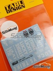 Tabu Design: Decals 1/12 scale - Suzuki RGV500 sponsored by Lucky Strike - Motorcycle World Championship 1993 - water slide decals and tobacco sponsor decals - for Beemax Model Kits reference BX13001