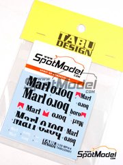 Tabu Design: Decals 1/20 scale - McLaren Honda MP4/4 Marlboro #11, 12 - Ayrton Senna (BR), Alain Prost (FR) - World Championship 1988