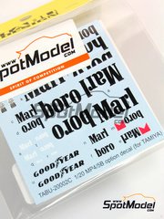 Tabu Design: Decals 1/20 scale - McLaren Honda MP4/5B McLaren Racing Limited Team sponsored by Marlboro #27, 28 - Alain Prost (FR), Ayrton Senna da Silva (BR) - World Championship 1990 - for Tamiya reference TAM20026