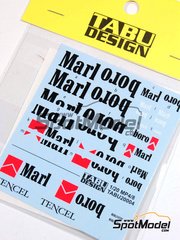 Tabu Design: Decals 1/20 scale - McLaren Honda MP4/8 McLaren Racing Limited Team sponsored by Marlboro 1993 - for Tamiya references TAM20039 and TAM25172
