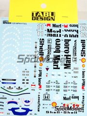 Tabu Design: Marking / livery 1/20 scale - McLaren Honda MP4/4 McLaren Racing Limited Team sponsored by Marlboro #11, 12 - Alain Prost (FR), Ayrton Senna da Silva (BR) - FIA Formula 1 World Championship 1988 - water slide decals and tobacco sponsor decals - for Tamiya references TAM20022, TAM89719 and TAM92208