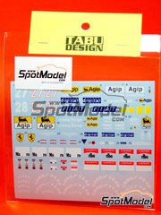 Tabu Design: Marking / livery 1/20 scale - Ferrari F187/88C #27, 80 - water slide decals - for Fujimi references FJ090498, 09049, GP-12 and FJ10904