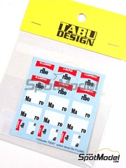 Tabu Design: Decoracin escala 1/20 - Ferrari F92A Equipo Scuderia Ferrari patrocinado por Marlboro N 27, 28 - Nicola Larini (IT), Jean Alesi (FR), Ivan Capelli (IT) - Campeonato del Mundo FIA de Formula 1 1992 - calcas de agua y calcas de sponsors de tabaco - para las referencias de Fujimi FJ090542, 09054, GPSP-8, FJ09084, GPSP-15, FJ090894, 09089, GPSP-17, FUJ090542, 09054 y  GPSP-8