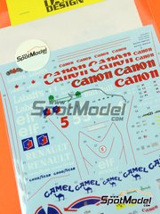 Tabu Design: Marking / livery 1/20 scale - Williams Renault FW14B Williams Grand Prix Engineering Team sponsored by Canon Camel #5, 6 - Nigel Ernest James Mansell (GB), Riccardo Patrese (IT), Damon Hill (GB), Alain Prost (FR) - FIA Formula 1 World Championship 1992 - water slide decals and assembly instructions - for Fujimi references FJ090702, 09070, GP-24, FJ090795, 09079 and GP-26