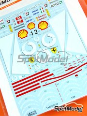 Tabu Design: Marking / livery 1/20 scale - Ferrari F2003-GA Scuderia Ferrari Team sponsored by Vodafone Shell #1, 2 - Michael Schumacher (DE), Rubens Barrichello (BR) - FIA Formula 1 World Championship 2003 - water slide decals and assembly instructions - for Fujimi references FJ090801, 09080, GP-28, FJ090863, 09086, GP-30, FJ09088, 090887, GP-33, FJ090887, 09088, GP-33, FJ090917, 09091, GP-36 and FJ092096, or Model Factory Hiro references MFH-K138, K-138, MFH-K139, K-139, MFH-K140, K-140, MFH-K141 and K-141
