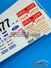 Tabu Design: Decals 1/20 scale - Lotus 72C Lotus Team sponsored by Gold Leaf #7 - Formula 1 World Championship 1970 - for Ebbro kit