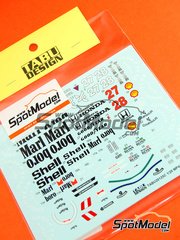 Tabu Design: Decals 1/20 scale - McLaren Honda MP4/5B - Full Sponsor McLaren Racing Limited Team sponsored by Marlboro Shell #27, 28 - Formula 1 World Championship 1990 - for Tamiya kit