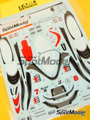 Tabu Design: Decals 1/20 scale - McLaren Mercedes MP4/13 - Full Sponsor McLaren Racing Limited Team sponsored by West #7, 8 - David Coulthard (GB), Mika H&auml;kkinen (FI) - Formula 1 World Championship 1998 - water slide decals and tobacco sponsor decals - for Tamiya references TAM20046, TAM20047 and TAM89718 image