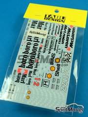 Tabu Design: Decals 1/20 scale - McLaren Honda MP4/7 McLaren Racing Limited Team sponsored by Marlboro Shell - for Tamiya reference TAM25171