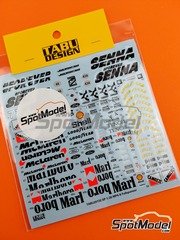 Tabu Design: Decoracin escala 1/20 - McLaren Ford MP4/8 Equipo McLaren Racing Limited patrocinado por Marlboro N 7, 8 - Mika Hkkinen (FI), Michael Andretti (US), Ayrton Senna da Silva (BR) - Campeonato del Mundo FIA de Formula 1 1993 - calcas de agua y calcas de sponsors de tabaco - para las referencias de Tamiya TAM20039 y TAM25172