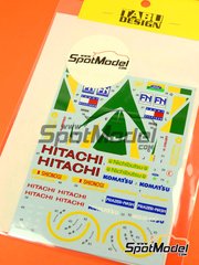 Tabu Design: Marking / livery 1/20 scale - Lotus Ford 102D Lotus Team sponsored by Hitachi #11, 12 - John Paul  "Johnny" Herbert (GB), Mika Hkkinen (FI) - Formula 1 World Championship 1992 - water slide decals - for Tamiya reference TAM20033