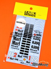 Tabu Design: Marking / livery 1/20 scale - McLaren TAG Porsche MP4/2B McLaren Racing Limited Team sponsored by Marlboro - water slide decals - for Beemax Model Kits references BX20001 and Aoshima 081914 image