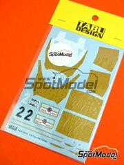 Tabu Design: Marking / livery 1/20 scale - Lotus Ford Type 49B Lotus Team sponsored by Gold Leaf #2 - FIA Formula 1 World Championship 1968 - water slide decals - for Ebbro reference EBR20005