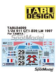 Tabu Design: Marking / livery 1/24 scale - Porsche 911 GT1 JB Racing Team sponsored by Marlboro #29 - Alain Fert� (FR) + Olivier Th�venin (FR) + J�rgen von Gartzen (DE) - 24 Hours Le Mans 1997 - water slide decals - for Tamiya references TAM24186, TAM24208 and TAM24264