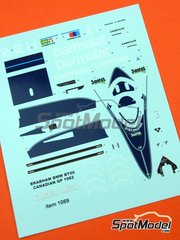 Tameo Kits: Marking / livery 1/43 scale - Brabham BMW BT50 Turbo Brabham Racing Organisation Team sponsored by Parmalat #1, 2 - Nelson Piquet (BR), Riccardo Patrese (IT) - Canadian Formula 1 Grand Prix 1982 - water slide decals - for Tameo Kits reference CPK001