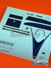 Tameo Kits: Decoraci�n escala 1/43 - Brabham Ford BT49 Equipo Brabham Racing Organisation patrocinado por Parmalat N� 5, 6 - Nelson Piquet (BR), Ricardo Zunino (AR) - Gran Premio de F�rmula 1 de USA West Long Beach 1980 - calcas de agua - para la referencia de Tameo Kits CPK003