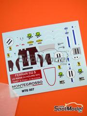 Tameo Kits: Marking / livery 1/43 scale - Ferrari 512S NART Team #11 - Sam Posey (US) + Ronnie Bucknum (US) - 24 Hours Le Mans 1970 - water slide decals - for Tameo Kits reference MTG007