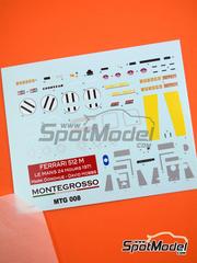 Tameo Kits: Decoraci�n escala 1/43 - Ferrari 512M Equipo Penske patrocinado por Sunoco N� 11 - Mark Donohue (US) + David Hobbs (GB) - 24 Horas de Le Mans 1971 - calcas de agua y calcas de sponsors de tabaco - para la referencia de Tameo Kits MTG008