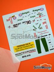 Tameo Kits: Marking / livery 1/43 scale - Ferrari 512M Escuder�a Montjuich Team sponsored by Tergal #142 - Jean-Pierre Jabouille (FR) + Jean-Claude Gu�nard (FR) + Jos� Mar�a Juncadella (ES) - Tour de France Automobile 1971 - water slide decals - for Tameo Kits reference MTG010