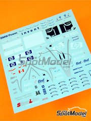 Tameo Kits: Marking / livery 1/43 scale - Williams BMW FW27 Williams Grand Prix Engineering Team sponsored by HP #7, 8 - Mark Webber (AU), Nick Heidfeld (DE) - Malaysia Formula 1 Grand Prix 2005 - water slide decals - for Tameo Kits reference SLK019