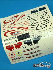 Tameo Kits: Marking / livery 1/43 scale - Super Aguri Honda SA05 sponsored by Smantha Kingz #22, 23, 41 - Takuma Sato (JP), Franck Montagny (FR), Sakon Yamamoto (JP) - Canadian Formula 1 Grand Prix 2006 - water slide decals - for Tameo Kits reference SLK035